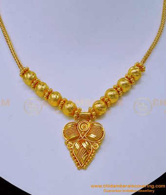 NLC1081 - One Gram Gold Light Weight Simple Necklace Design for Girls