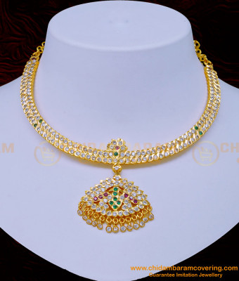 NLC1074 - Traditional Gold Design Impon Stone Attigai South Indian impon Jewellery