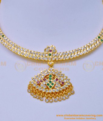 NLC1074 - Traditional Gold Design Impon Stone Attigai South Indian impon Jewellery