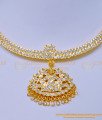 NLC1076 - Impon First Quality One Gram Gold Lakshmi Dollar White Stone Attigai Necklace Online