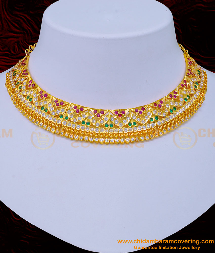 NLC1078 - New Wedding Collection First Quality Multi Stone Impon Choker Necklace Buy Online