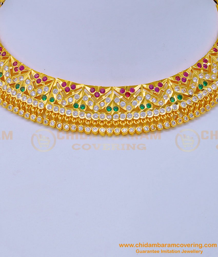 NLC1078 - New Wedding Collection First Quality Multi Stone Impon Choker Necklace Buy Online
