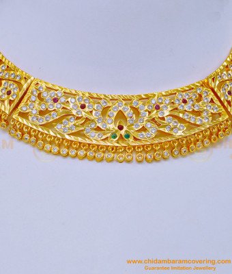 NLC1079 - Beautiful Real Gold Design Bridal Wear Impon Choker Necklace Buy Online