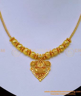 NLC1083 - Trendy 1 Gram Gold Simple Modern Gold Necklace Design for Ladies 
