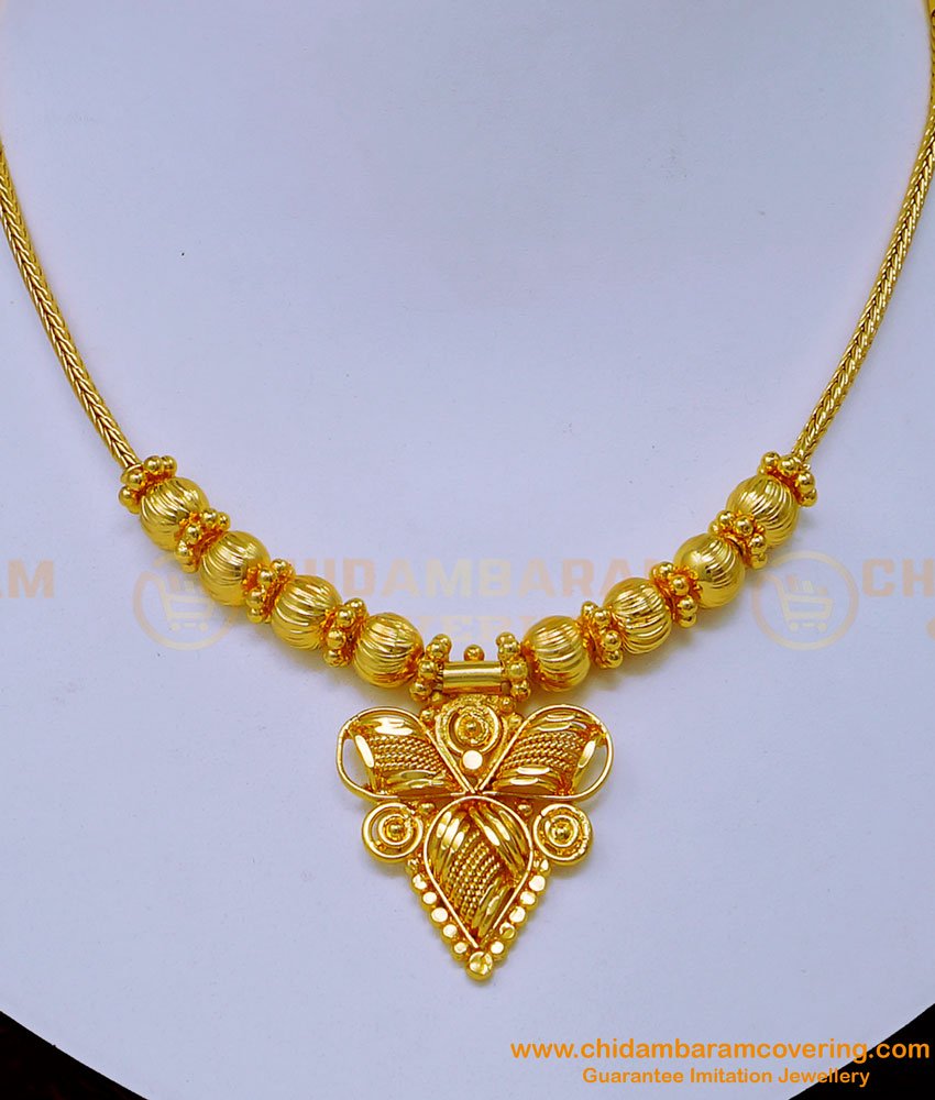 NLC1084 - Simple Bridal Gold Necklace Design South Indian Jewellery Buy Online 