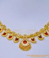 NLC1091 - Traditional Kerala Jewellery Gold Plated Red Palakka Necklace Gold Design