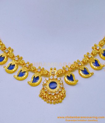 NLC1092 - Gold Plated Blue Mango Palakka Necklace Gold Design for Women 