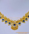 NLC1094 - One Gram Gold Plated Blue Palakka Mala Design Bridal Wear Necklace