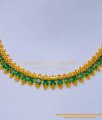 NLC1100 - One Gram Gold Simple Ad Stone Emerald Necklace Design for Women 