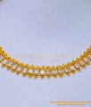 NLC1102 - American Diamond Single Line White Stone Necklace Gold Design for Wedding 