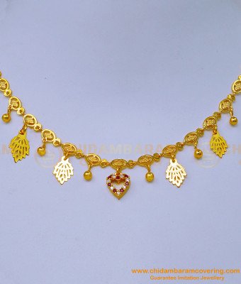 NLC1103 - Unique I Gram Gold Light Weight Simple Western Necklace Gold Design for Girls