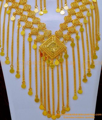 NLC1110 - Marriage Arabic Gold Necklace Designs 1 Gram Gold Arabic Jewellery Online 