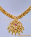 NLC1114 - Attigai Style Diamond Necklace Design White and Ruby Stone Necklace for Women 