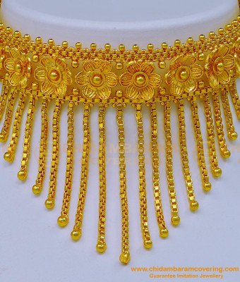 NLC1120 - Unique Latest Arabic Gold Choker Necklace Design Gold Plated Arabic Jewellery Online