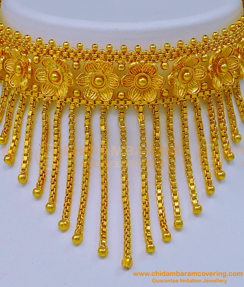 NLC1120 - Unique Latest Arabic Gold Choker Necklace Design Gold Plated Arabic Jewellery Online