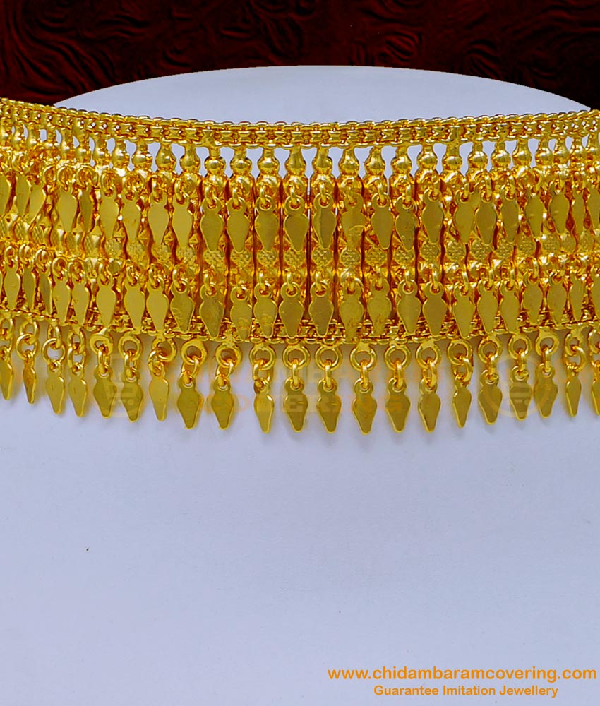 NLC1121 - Real Gold Design Elakkathali Choker Necklace Kerala Bridal Jewelry Online