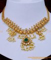 NLC1125 - Premium Quality Antique Necklace Gold Finish with White Pearl Choker Necklace Set