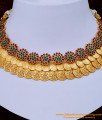 NLC1126 - Premium Quality Kemp Stone Lakshmi Kasu Necklace with Jhumkas Antique Jewellery 