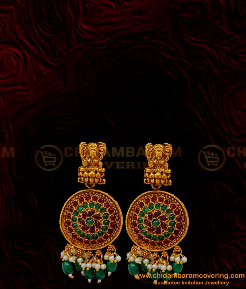 NLC1129 - Premium Quality Bridal Wear Lakshmi Design Big Temple Jewellery Choker Necklace Set 