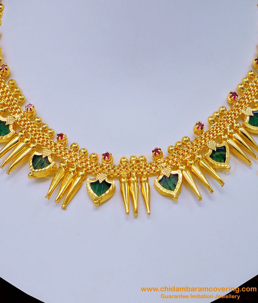 NLC1137 - Trendy Kerala Jewelry Gold Plated Mullapoo Palakka Necklace Designs 