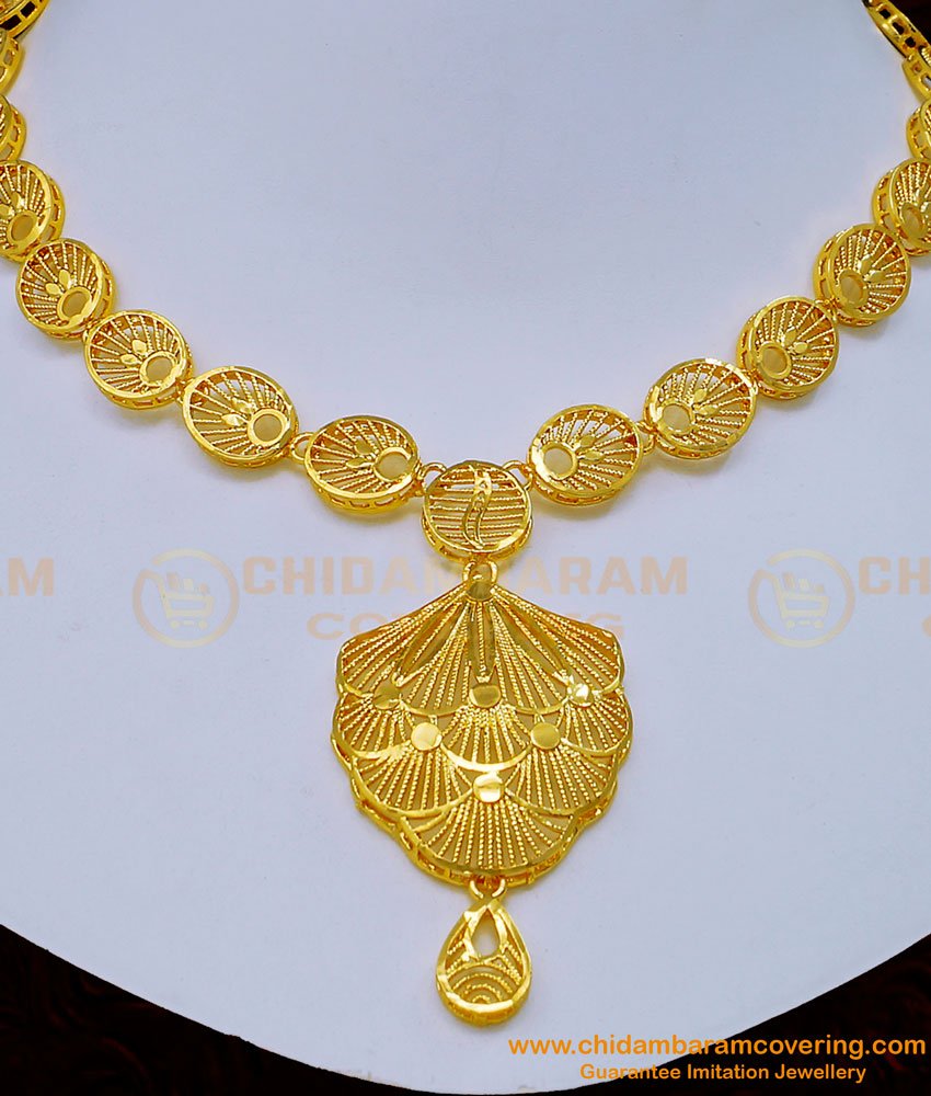 NLC1145 - Beautiful Gold Plated Jewellery With Guarantee Dubai Necklace Set Online