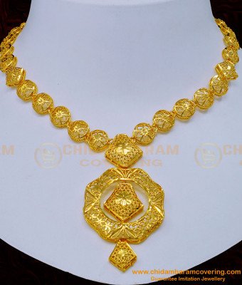 NLC1146 - Real Gold Look Best Quality Gold Plated Jewelry Dubai Necklace Sets