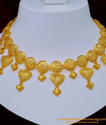 NLC1148 - Attractive Gold Design Gold Plated Choker Necklace Set Online