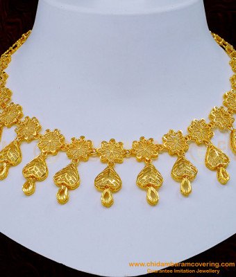 NLC1149 - Unique Flower Model Gold Design Choker Necklace Set Buy Online
