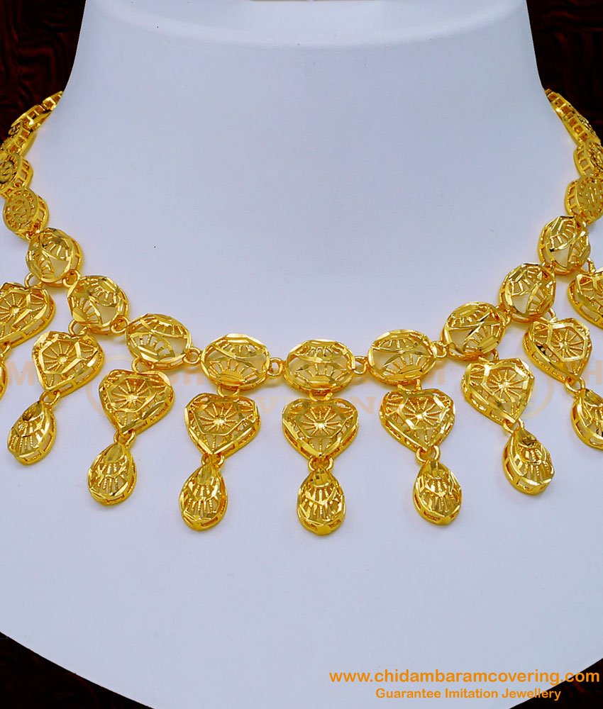 NLC1150 - One Gram Gold Plated Necklace with Earrings Set for Women 