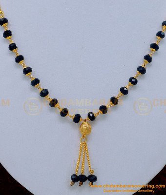Nlc1152 - Gold Plated Jewelry Black Beads Crystal Chain Necklace Design 