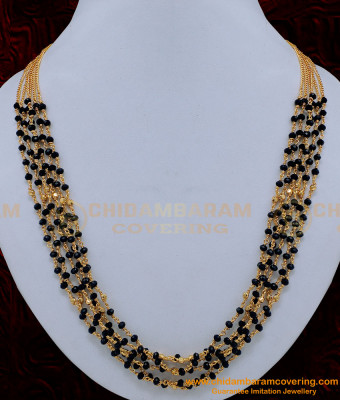 Nlc1153 - Unique Black Crystal Multi Layer Mala Necklace for Women