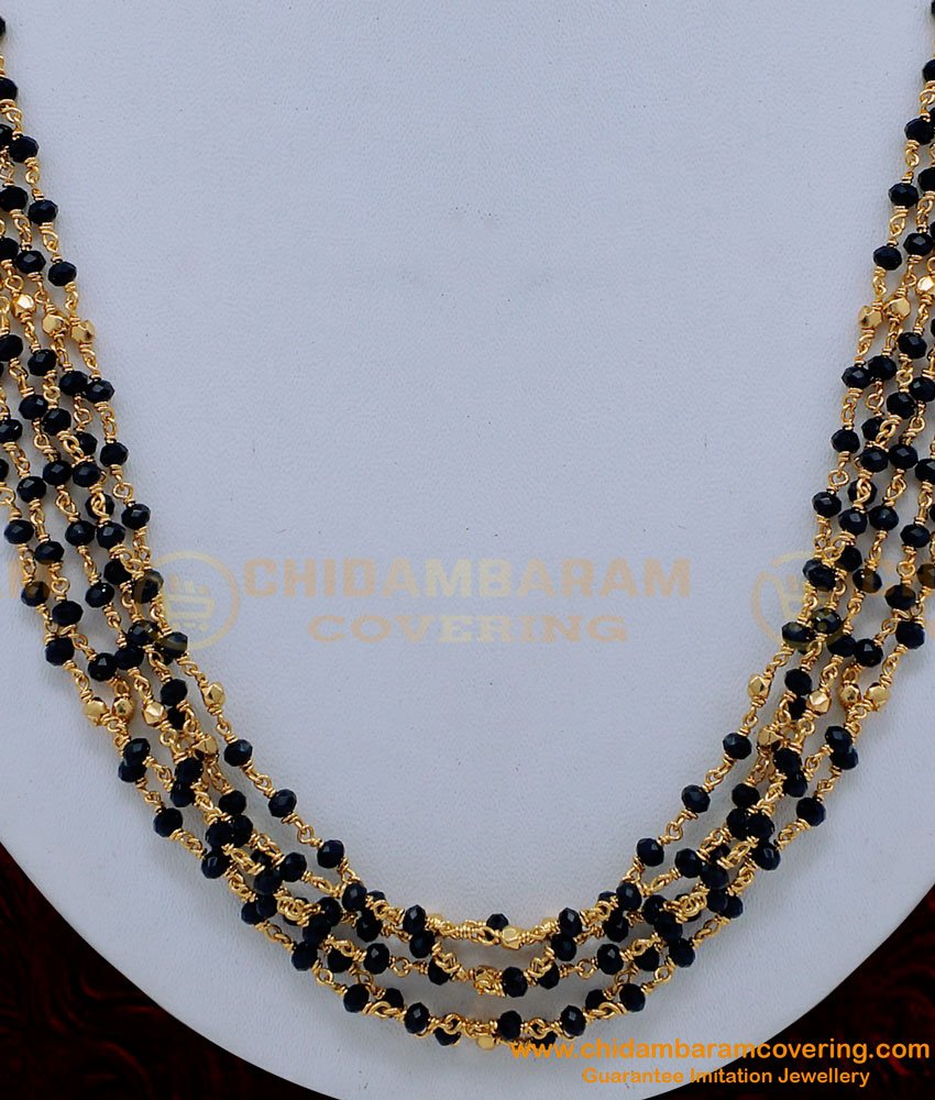 Nlc1153 - Unique Black Crystal Multi Layer Mala Necklace for Women
