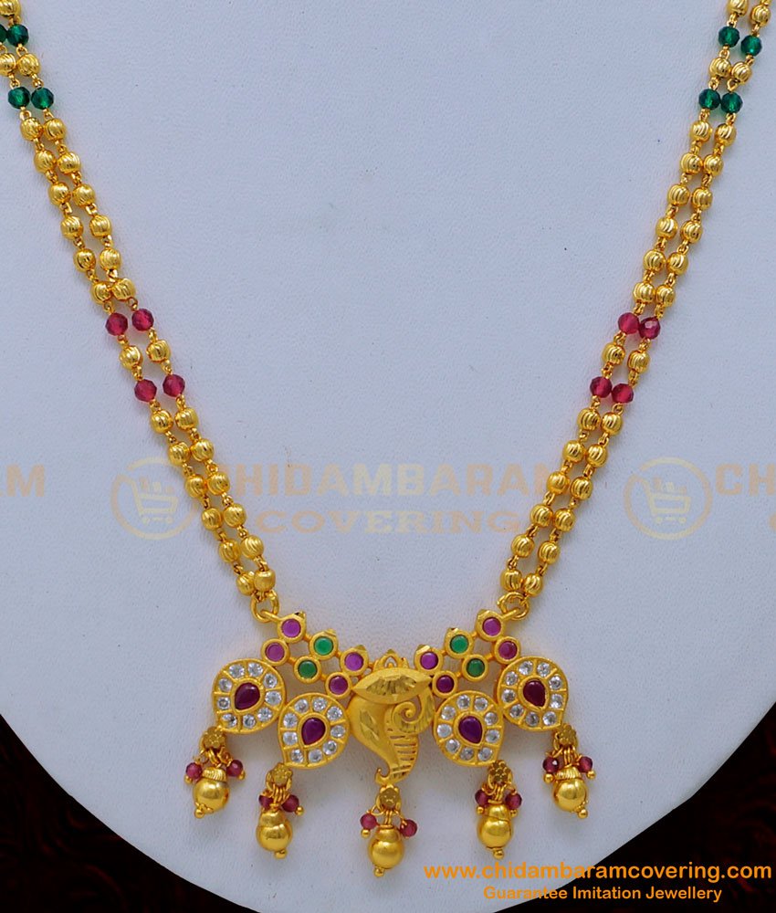 NLC1156 - Latest Collections Crystal with Gold Beads Stone Necklace Designs