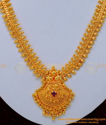 NLC1157 - Bridal Wear Ruby Stone Gold Plated Necklace Buy Online