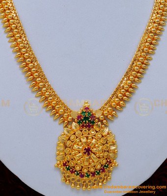 NLC1159 - South Indian Jewellery Multi Stone Mullamottu Necklace Designs Online 