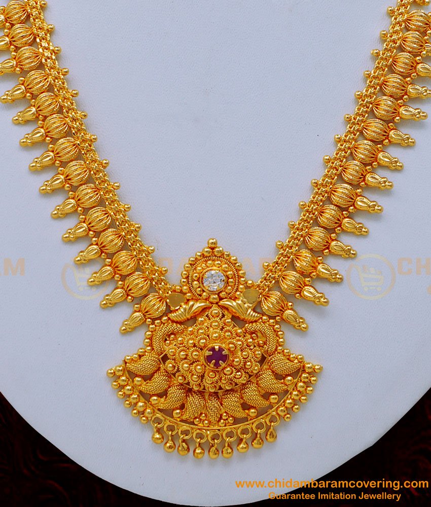 NLC1161 - Marriage Bridal Gold Look Gold Plated Necklace Design for Wedding 