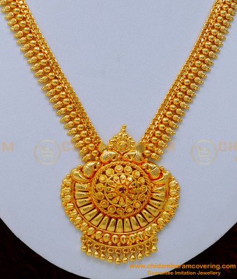 NLC1162 - One Gram Gold Ruby Stone Necklace Design for Wedding