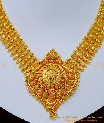 NLC1165 - Traditional Plain Gold Plated Necklace for Wedding