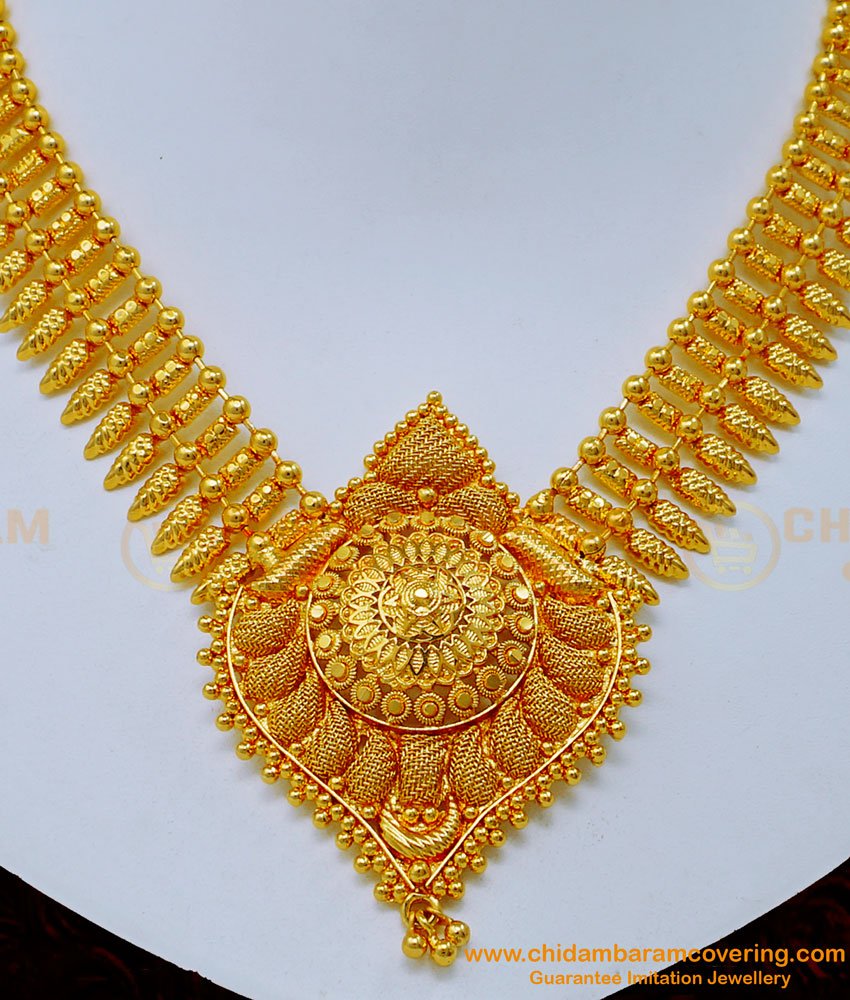 NLC1165 - Traditional Plain Gold Plated Necklace for Wedding