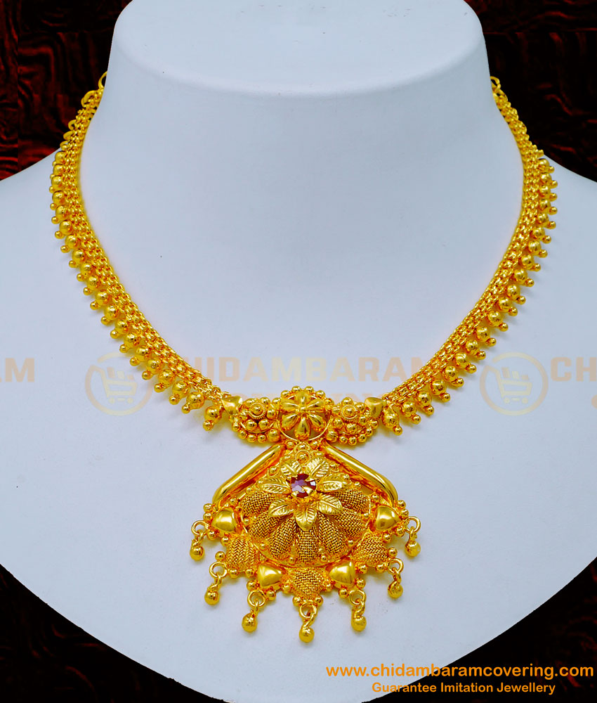 NLC1167 - Traditional Stone Necklace Designs for Wedding 