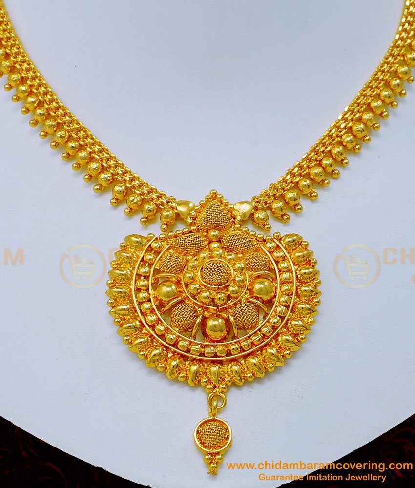 NLC1168 - Gold Design Plain Simple Bridal Necklace Designs