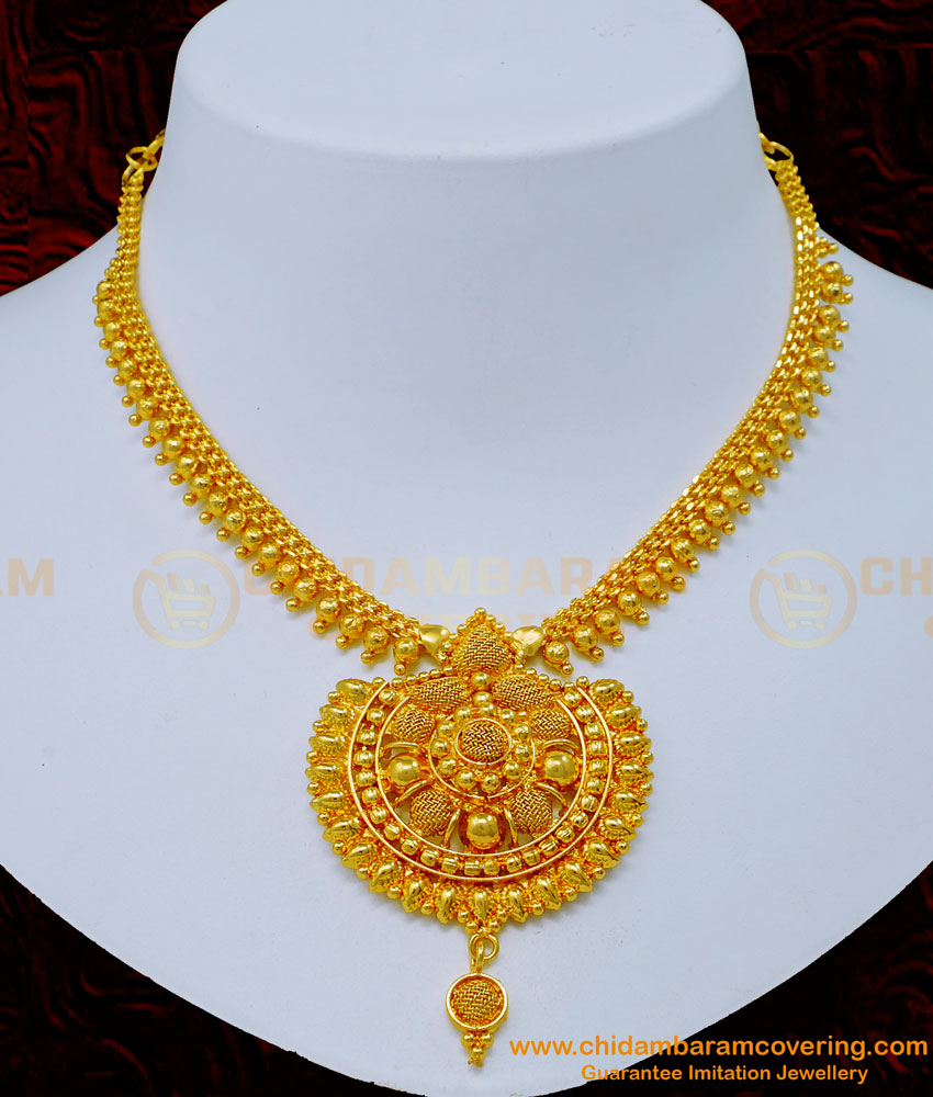 NLC1168 - Gold Design Plain Simple Bridal Necklace Designs