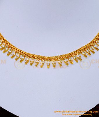 NLC1179 - Gold Design Bridal Wear Necklace White Stone Necklace Online 