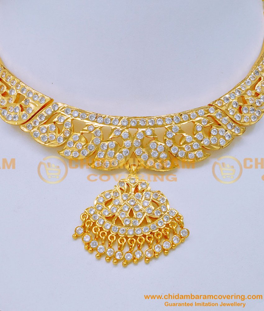NLC1188 - First Quality Impon Mango Design White Stone Attigai Design 