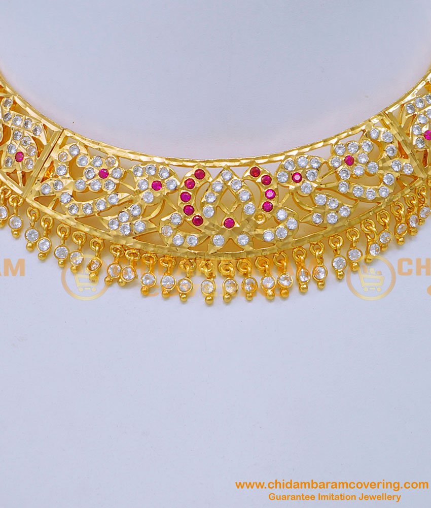 NLC1191 - Attractive Gold Design Impon Choker Necklace for Wedding