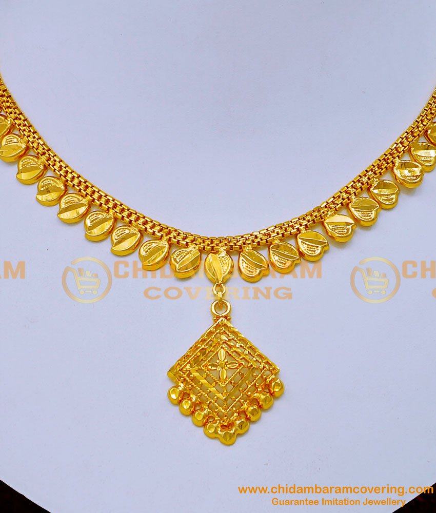 NLC1193 - 1 Gram Gold Simple Plain Gold Necklace Designs Online