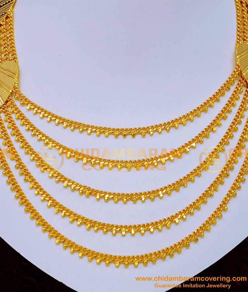 NLC1194 - Gorgeous Gold Look Gold Plated Multi Layered Necklace for Wedding