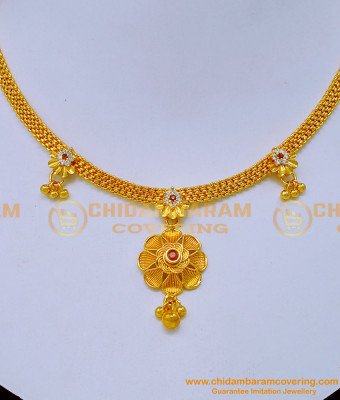 NLC1195 - Unique Gold Plated Attigai Style Stone Necklace Design