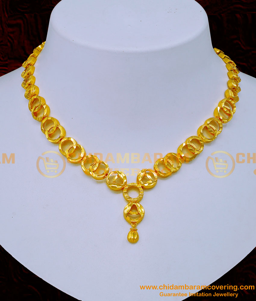 NLC1197 - Beautiful Gold Pattern Casting Necklace Designs for Wedding 