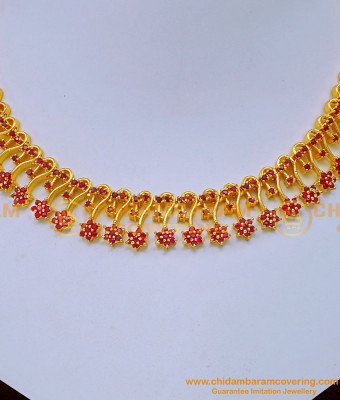 NLC1198 - Attractive Ruby Stone Gold Necklace Designs for Women